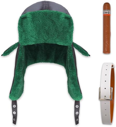 3 Pcs Christmas Costumes Hat, Green Trapper Hat with Ear Flap White Robe Belt for Funny Costume Accessory Party in Kuwait