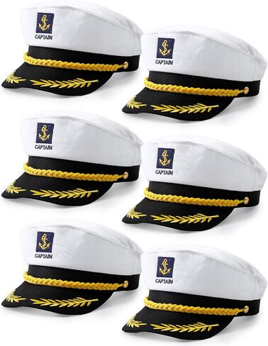 Funny World Men's Captain Hat White Yacht Hats for Sailor Costume Accessory, 6 piece set in Saudi Arabia