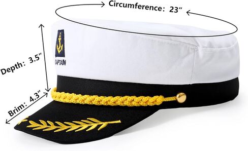Funny World Men's Captain Hat White Yacht Hats for Sailor Costume Accessory, 6 piece set in Saudi Arabia