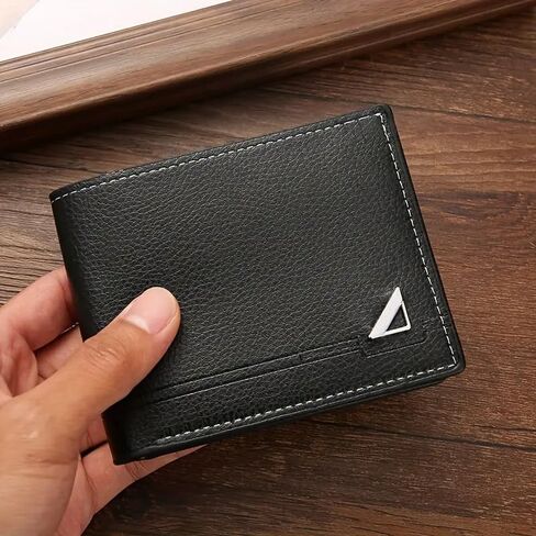 Men's Business Horizontal Short Wallet Money Clip, Fashion Large Capacity PU Leather Wallet in Saudi Arabia