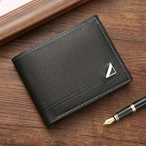 Men's Business Horizontal Short Wallet Money Clip, Fashion Large Capacity PU Leather Wallet in Saudi Arabia