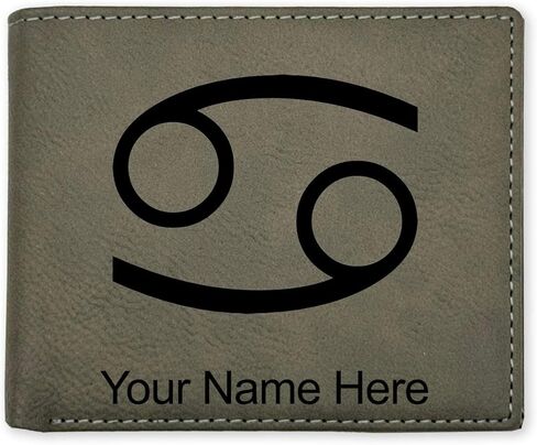 LaserGram Faux Leather Bi-Fold Wallet, Zodiac Sign Cancer, Personalized Engraving Included (Rustic with Gold) in Saudi Arabia