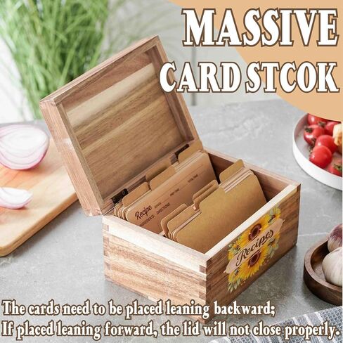 InnoBeta Sunflower Gifts Recipe Box, Recipe Card Holder Box with 50 4x6 inch Recipe Cards, 10 Dividers, Recipe Organizer for Sunflower Lovers in Saudi Arabia