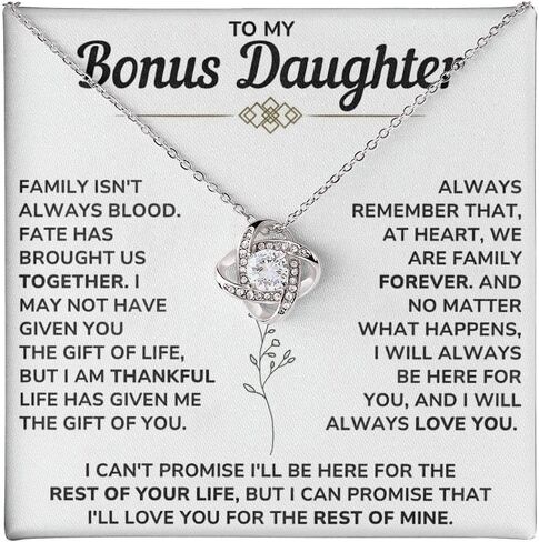 To My Beautiful Bonus Daughter Necklace From Mom & Dad With Heartfelt Message Card Perfect for Birthday, Graduation, or Christmas Gift 14k Pendant to Stepdaughter & Goddaughter in Saudi Arabia
