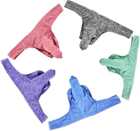 Mens Cotton Elephant Nose Thong Long Pouch Thong 4 Pack in Kuwait