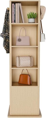 360° Rotating Makeup Jewelry Armoire Cabinet, Mirror Jewelry Cabinet Standing with a Full-Length Mirror, Storage Cabinet a Coat Rack, 4 Layers of Open 2 Layers of Built-In Shelves (Walnut) in Saudi Arabia