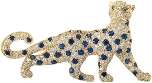Voi-sea 14K Gold Plated Leopard Brooch for Women, 2" x 1.15" Rhinestone Animal Lapel Pin, Elegant Leopard Jewelry for Coat, Jacket, Dress, Fashion Accessory Gift in Saudi Arabia