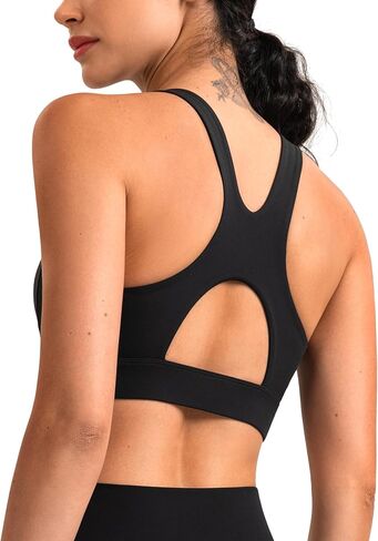 YUNOGA Racerback Sculpt Sports Bra, U Neck High Impact Running Wireless Workout Yoga Bras with Removable Cups Pads in Saudi Arabia