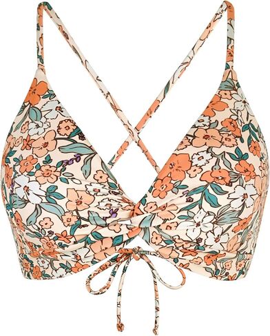Twist Front Crisscross Back Bikini Top V Neck Self Tie Padded Swimsuit Bathing Suit Tops Only for Women in Saudi Arabia