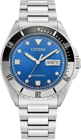Citizen Men's Automatic Stainless Steel Watch, Light Blue Dial, Black and Silver Bezel, 3 Hand, Day/Date (Model: NH7530-52L) in Saudi Arabia