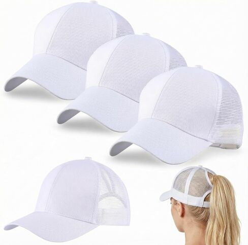 Jecery 12 Pcs Ponytail Mesh Trucker Hats Blank Baseball Cap for Women Bulk High Bun Adjustable Ponycap for Women Girl Multicolor in Saudi Arabia