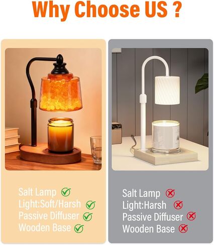3-in-1 Candle Warmer Lamp with Timer Dimmable, Himalayan Salt Lamp & Passive Diffuser, Gifts for Women, House Warming Gifts New Home Decor, Wax Melt Warmer for Jar Candles in Saudi Arabia