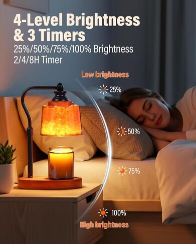 3-in-1 Candle Warmer Lamp with Timer Dimmable, Himalayan Salt Lamp & Passive Diffuser, Gifts for Women, House Warming Gifts New Home Decor, Wax Melt Warmer for Jar Candles in Saudi Arabia