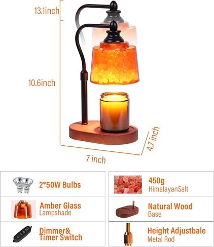 3-in-1 Candle Warmer Lamp with Timer Dimmable, Himalayan Salt Lamp & Passive Diffuser, Gifts for Women, House Warming Gifts New Home Decor, Wax Melt Warmer for Jar Candles in Saudi Arabia