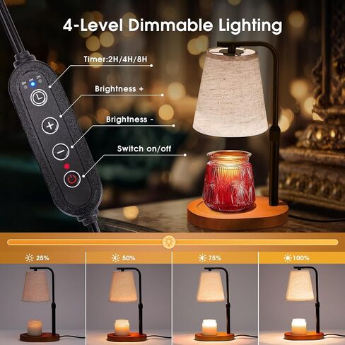 Candle Warmer Lamp with Timer Dimmable, Adjustable Height Candle Warmer Light for Jar Candles with 2 Bulbs, Christmas Birthday Gifts for Women Mom, House Warming Gifts New Home, Room Office Home Decor in Saudi Arabia