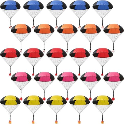Yunsailing 25 Pcs Parachute Toy, Children's Flying Toys Camo Parachute Army Parachute Flying Throwing Toy for Kids School Outdoor, No Battery nor Assembly Required Party Gifts in Kuwait