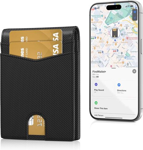 محفظة Auskang الذكية للرجال، هدية للرجال، تعمل مع Apple Find My، محفظة جلدية بسيطة للرجال، حجب RFID، حامل بطاقة الائتمان، محفظة مع متتبع ذكي، شحن لاسلكي (بدون نمط) in Kuwait