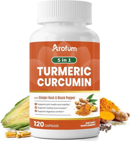 مكمل الكركم - تركيبة عشبية معقدة مع الزنجبيل والخرشوف والشمر والفلفل الأسود، 120 كبسولة in Kuwait