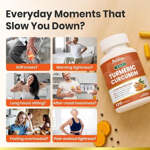 مكمل الكركم - تركيبة عشبية معقدة مع الزنجبيل والخرشوف والشمر والفلفل الأسود، 120 كبسولة in Kuwait