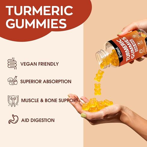 Turmeric Curcumin Gummies, Gummy with 500mg Turmeric Curcumin and Ginger with Black Pepper Extract for High Absorption,Mango Flavor (60 Count（Pack of 1）) in Saudi Arabia