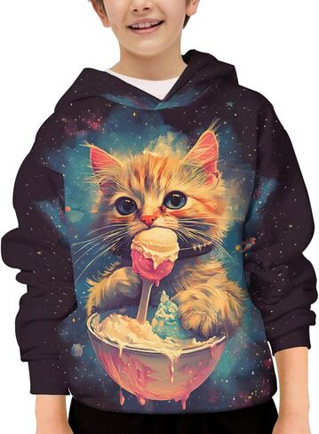 3D Print Hoodies for Teen Boys Girls Kids Graphic Printed Sweatshirt Pullover with Pocket in Saudi Arabia
