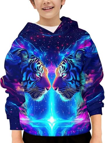 3D Print Hoodies for Teen Boys Girls Kids Graphic Printed Sweatshirt Pullover with Pocket in Saudi Arabia