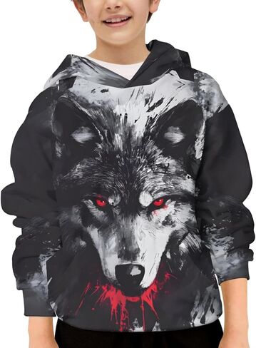 3D Print Hoodies for Teen Boys Girls Kids Graphic Printed Sweatshirt Pullover with Pocket in Saudi Arabia