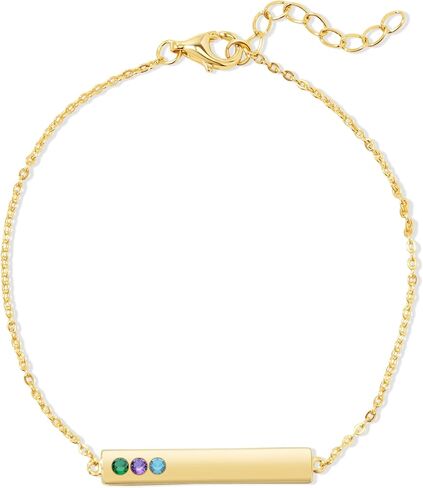EVE'S ADDICTION Custom Gold Tone Three Birthstone Bar Bracelet - Birthstone Bracelet - Personalized Bracelet for Her - Gift for Mom - Gifts for Mom in Saudi Arabia