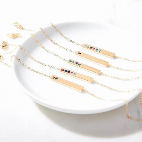 EVE'S ADDICTION Custom Gold Tone Three Birthstone Bar Bracelet - Birthstone Bracelet - Personalized Bracelet for Her - Gift for Mom - Gifts for Mom in Saudi Arabia