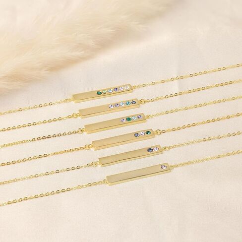 EVE'S ADDICTION Custom Gold Tone Three Birthstone Bar Bracelet - Birthstone Bracelet - Personalized Bracelet for Her - Gift for Mom - Gifts for Mom in Saudi Arabia