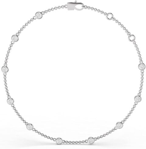 سوار نسائي من TimeLess Classics - سوار من مجموعة Lab Grown Diamond Station من الذهب الأبيض والأصفر عيار 14 قيراط - 0.25-4 قيراط TW in Kuwait