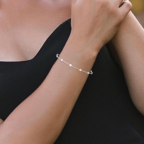 سوار نسائي من TimeLess Classics - سوار من مجموعة Lab Grown Diamond Station من الذهب الأبيض والأصفر عيار 14 قيراط - 0.25-4 قيراط TW in Kuwait
