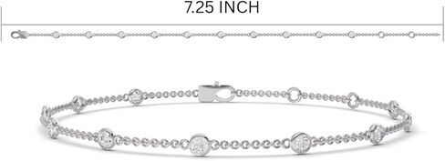 سوار نسائي من TimeLess Classics - سوار من مجموعة Lab Grown Diamond Station من الذهب الأبيض والأصفر عيار 14 قيراط - 0.25-4 قيراط TW in Kuwait