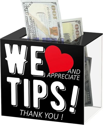 Tip Jar Acrylic Tip Box for Bartender Bars 6 x 4 x 5 Inch Tip Collection Box Donation Suggestion Box Money Storage Container for Restaurants Musicians Driver(Simple Style) in Kuwait