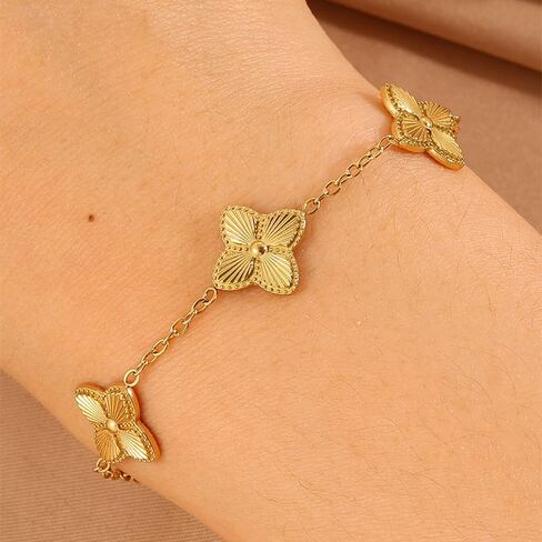 18K Gold Plated Bracelets for Women&Men Four Leaf Clover Cute Trendy Lucky Braclet,Fashion Bracelets Jewelry Gifts for Women in Saudi Arabia