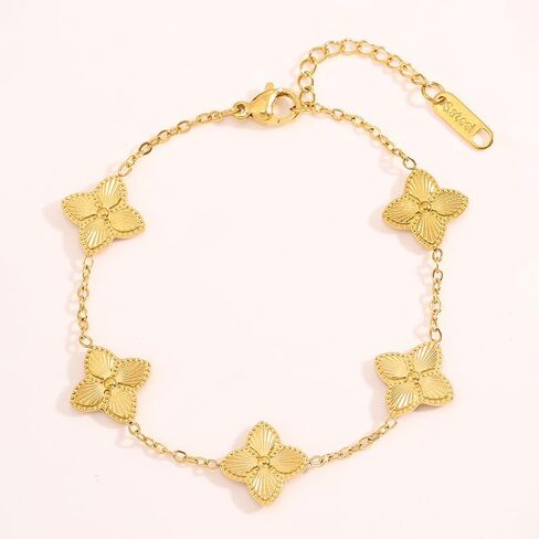 18K Gold Plated Bracelets for Women&Men Four Leaf Clover Cute Trendy Lucky Braclet,Fashion Bracelets Jewelry Gifts for Women in Saudi Arabia