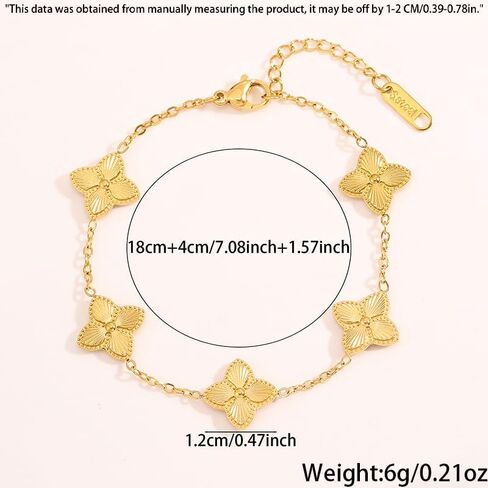 18K Gold Plated Bracelets for Women&Men Four Leaf Clover Cute Trendy Lucky Braclet,Fashion Bracelets Jewelry Gifts for Women in Saudi Arabia