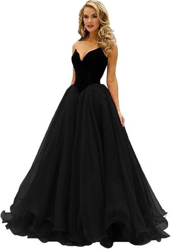 SDRESS Sweetheart Velvet and Tulle Prom Dresses Strapless Corset Ball Gown Evening Party Sweet 16 Quinceneara Dress in Saudi Arabia