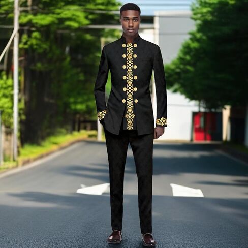 Men's Suits African Clothes Slim Fit Blazer and Pants Set Traditional Attire Dashiki Outfits in Saudi Arabia