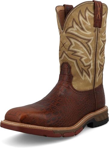 Twisted X Men's 4" Work Chelsea Wedge Sole Boot, Round Toe Nano Toe with CellSole, Oiled Saddle, 7 M in Kuwait