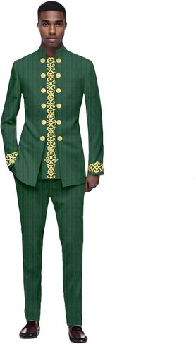 Men's Suits African Clothes Slim Fit Blazer and Pants Set Traditional Attire Dashiki Outfits in Saudi Arabia