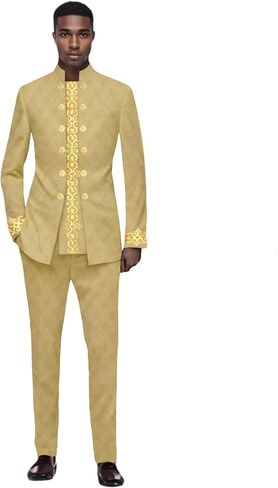 Men's Suits African Clothes Slim Fit Blazer and Pants Set Traditional Attire Dashiki Outfits in Saudi Arabia