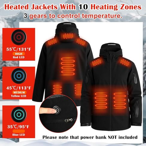 5 Pcs XXL Men Heated Jacket Set with Gloves Hat Socks and Carrying Bag Electric Heating Outerwear Heating Clothing Thermal Vest for Outdoor Sport Hunting Skiing Cold Weather(Battery Not Included) in Saudi Arabia