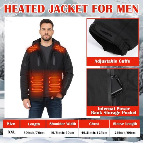 5 Pcs XXL Men Heated Jacket Set with Gloves Hat Socks and Carrying Bag Electric Heating Outerwear Heating Clothing Thermal Vest for Outdoor Sport Hunting Skiing Cold Weather(Battery Not Included) in Saudi Arabia