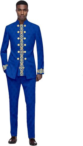 Men's Suits African Clothes Slim Fit Blazer and Pants Set Traditional Attire Dashiki Outfits in Saudi Arabia