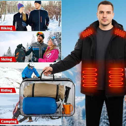 5 Pcs XXL Men Heated Jacket Set with Gloves Hat Socks and Carrying Bag Electric Heating Outerwear Heating Clothing Thermal Vest for Outdoor Sport Hunting Skiing Cold Weather(Battery Not Included) in Saudi Arabia