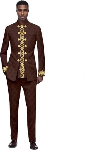 Men's Suits African Clothes Slim Fit Blazer and Pants Set Traditional Attire Dashiki Outfits in Saudi Arabia