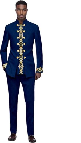 Men's Suits African Clothes Slim Fit Blazer and Pants Set Traditional Attire Dashiki Outfits in Saudi Arabia
