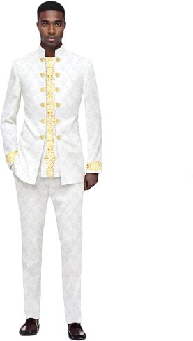 Men's Suits African Clothes Slim Fit Blazer and Pants Set Traditional Attire Dashiki Outfits in Saudi Arabia