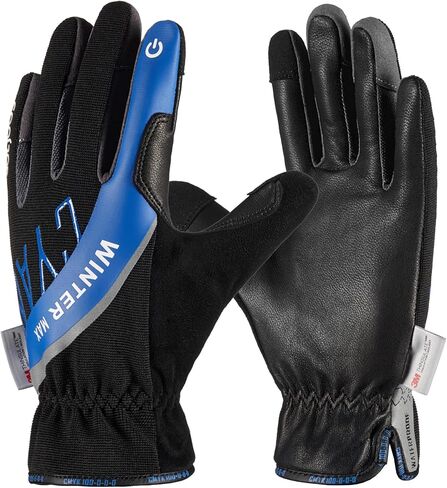 COOLJOB Waterproof Winter Sports Work Gloves for Men, Genuine Goatskin Leather with Fleece Lining, Thinsulate Warm Gloves for Freezer Below Zero in Saudi Arabia